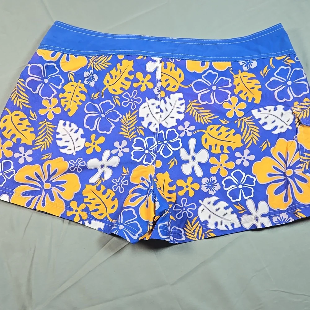 Beach Rays Floral Blue & Yellow Swim Shorts Trunks Size 11 - Picture 5 of 6